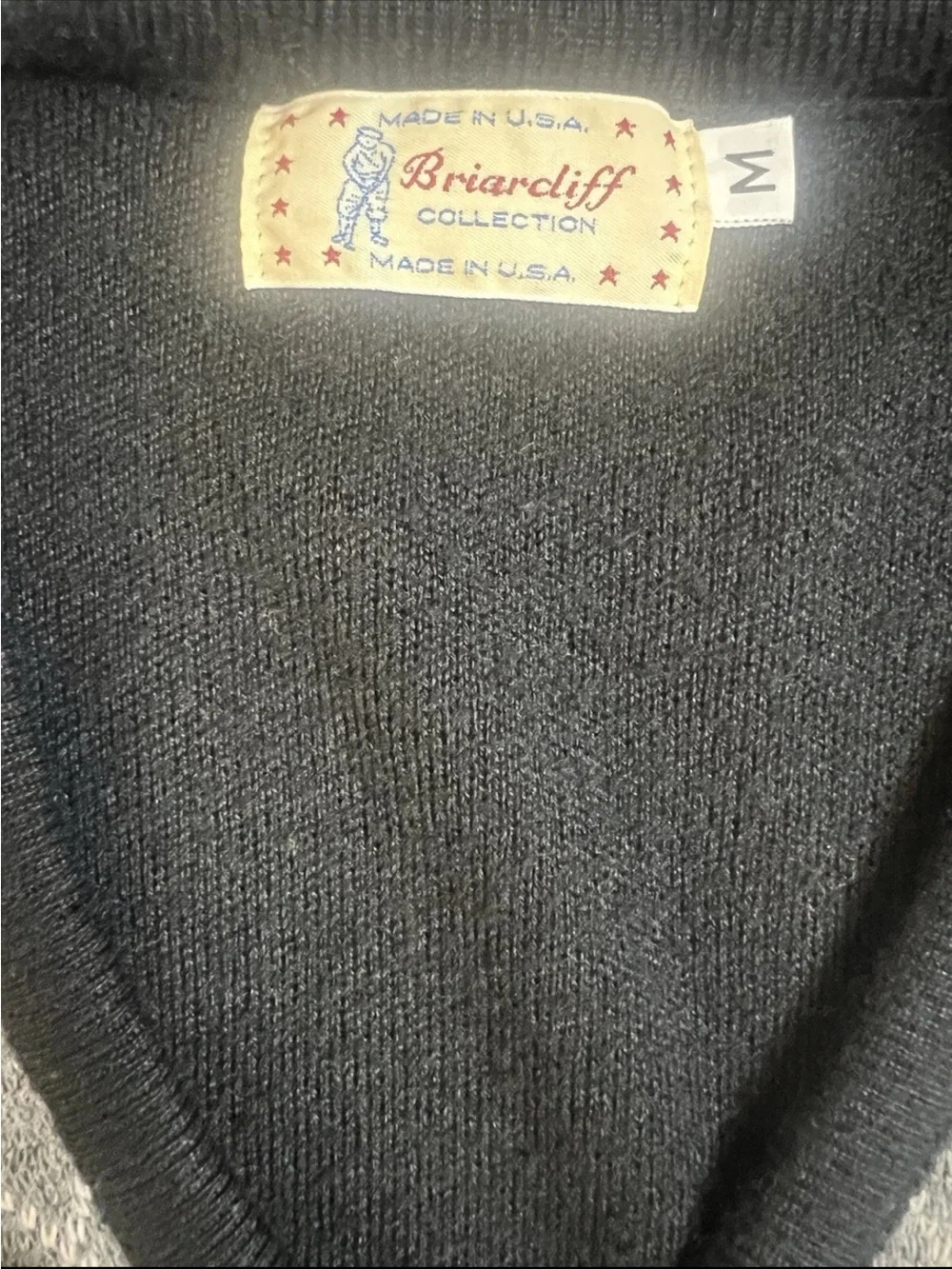 Vintage Gray & Black V-Neck Sweater Vest-Briarcliff USA M Dark Academia Preppy